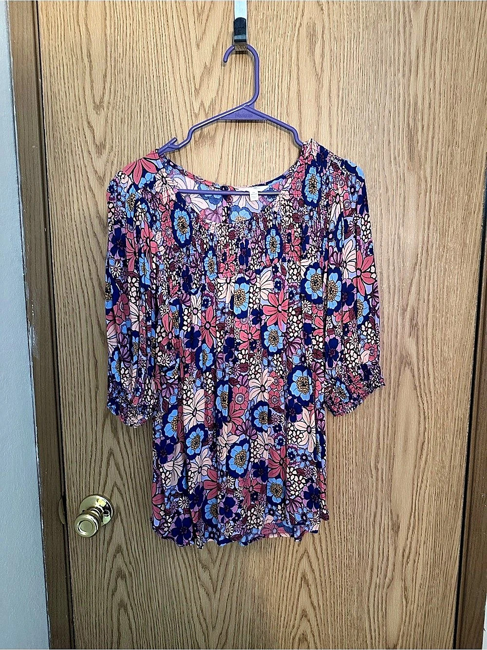 Terra & Sky Floral Blouse in Purple & Pink Size 1X Like New